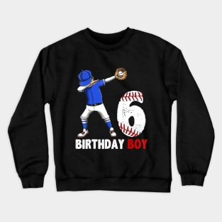 6 Year Old Birthday dabbing Baseball 6th Boy Crewneck Sweatshirt